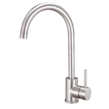 Imagem de Torneira Inox Cozinha Bancada,bica Alta Monocomando, Escovada, Linha Inox Cromada Grasc...
