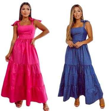 Imagem de Kit 2 Vestidos Versáteis Casuais Com Alça Multiuso Longo  - Woman Vill
