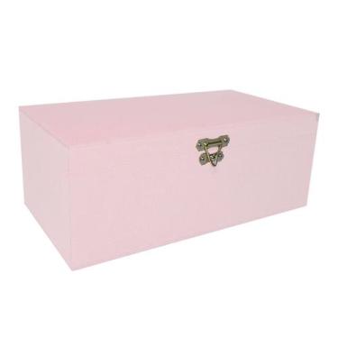 Imagem de Caixa Retangular com Dobradiça e Fecho 26x14x10 Kit 20un Mdf Madeira P