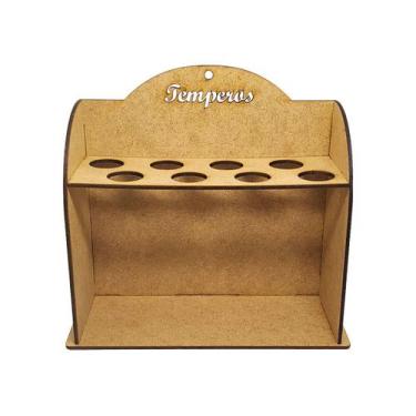 Imagem de Porta Tempero Para 8 Tubetes 21x8x20 Mdf Madeira - ATACADÃO DO ARTESAN