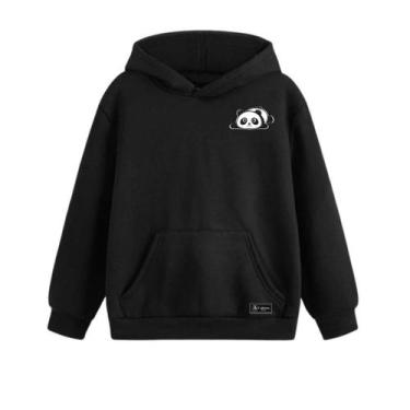 Imagem de Blusão Moletom Canguru Panda Infantil Personalizado com Capuz e Bolso 