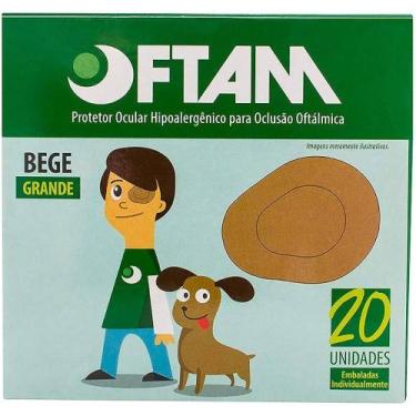 Imagem de Tampão De Olho Protetor Ocular Grande Bege C/20 - Oftam