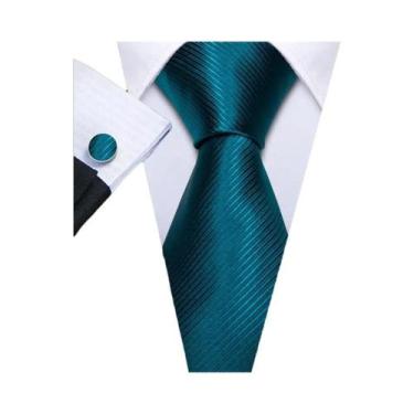 Imagem de Conjunto de Gravata e Abutões Masculinos - Verde Menta, Cerceta, Oliva