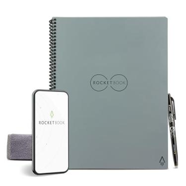 Imagem de Rocketbook Caderno reutilizável inteligente com 1 caneta Pilot Frixion e 1 pano de microfibra, 21,5 x 28 cm, Deep Space Grey