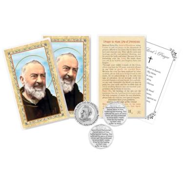 Imagem de Cartão de Oração de Cura Padre Pio - Cartão de Oração de São Padre Pio laminado, Moeda Padre Pio, Cartão de Oração do Senhor - Cartão de São Padre Pio, Conjunto temático do Santo Padroeiro da Dor e da