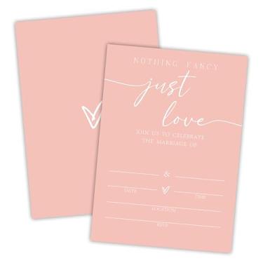 Imagem de Nuckxy Convites de casamento - Minimalismo rosa - 25 peças convites de casamento dupla face com envelopes para Sr. & Mrs - Celebração de casamento, chá de casamento, recém-casados, lembrancinhas de