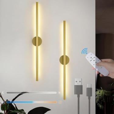 Imagem de Luminárias de parede modernas, arandela LED regulável com controle remoto, luminária de parede com interruptor de toque, iluminação alimentada por bateria recarregável por USB, rotação de 35