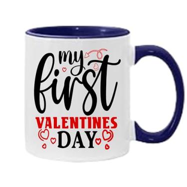 Imagem de SpreadPassion Caneca de café My First Valentines Day, presente para namorado e namorada, ideia de presente de dia dos namorados, presente para marido e esposa, ideia de presente de aniversário do dia