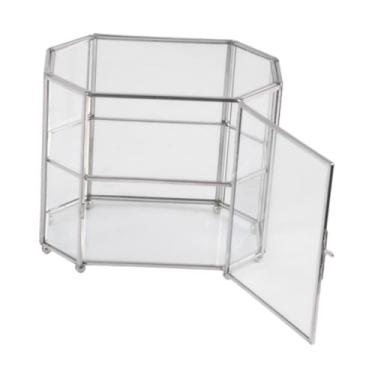 Imagem de UGPLM Caixa organizadora geométrica de exibição de joias, caixa decorativa, caixa de joias de vidro para anéis e sala de estar