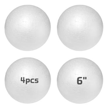 Imagem de Bolas grandes de isopor de 20 cm, 2 peças de bolas de espuma branca para artesanato, bolas gigantes redondas sólidas para projetos de artes e artesanato como enfeites de Natal DIY (bolas de isopor 15