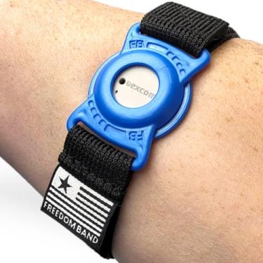 Imagem de Faixa ajustável de braço e perna de 10 a 45,7 cm 360° para Dexcom G7: proteção do transmissor sensor capa faixa de braço e perna - Chega de adesivos (faixa ativa de 10 a 45 cm) (azul escuro)