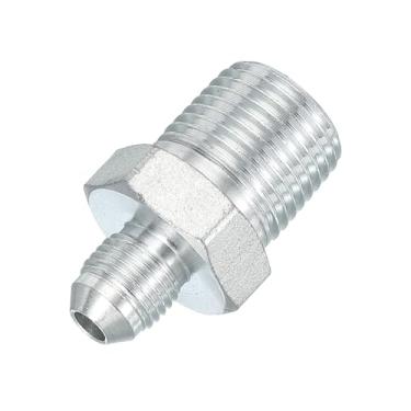 Imagem de PATIKIL Conectores de mamilo redutores hexagonais Adaptador de tubo macho 1/5.1 cm alargador 37° JIC x 1/5.1 cm macho NPT, adaptador de bocal redutor de encaixe de tubulação, encaixe hidráulico de aço