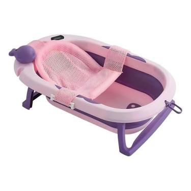 Imagem de Kit Banheira Dobrável Com Rede E Termômetro Banho Infantil - Tibaby, V