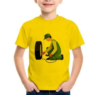 Imagem de Camiseta Infantil Borracharia - Foca na Moda, Amarelo, 14