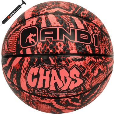 Imagem de AND1 Chaos Basketball: Bola de basquete de borracha tamanho 7 (75 cm) regulamentada oficial - Streetball de construção de canal profundo, feito para jogos internos e externos