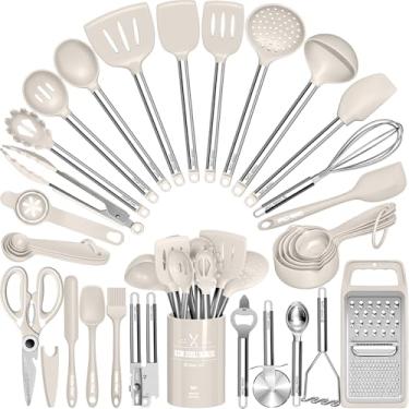 Imagem de Conjunto de utensílios de cozinha - Umite Chef conjunto de 34 utensílios de cozinha de silicone para panelas antiaderentes - conjunto de espátulas de silicone, cabo de aço inoxidável - utensílios de