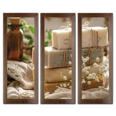 Imagem de Kit Quadros Decorativos Banheiro Lavabo Flores Sabonete spa pedras vel