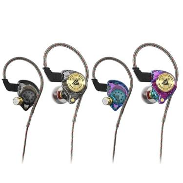 Imagem de Yeabomy Fones de ouvido AK3FILE com fio, 2 monitores intra-auriculares com som de graves profundos, fones de ouvido intra-auriculares HiFi com driver dinâmico de 10 mm, Preto + roxo