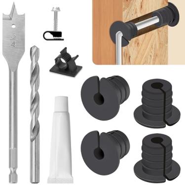 Imagem de Kit de roteamento de cabos Starlink Kit de instalação de cabos Starlink Acessórios de montagem Starlink 4 ilhós de parede slicone broca de pá de 2,5 cm, broca de 5/40.6 cm, 40 clipes de arame de