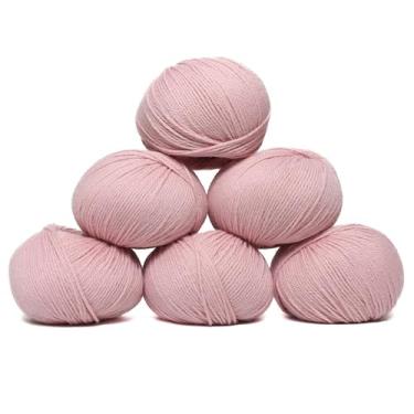 Imagem de Conjunto de 6 novelos de lã de alpaca 100% bebê (300 gramas) Peso DK - Celestial macio e perfeito para tricô e crochê (rosa bebê, DK - 6 novelos)