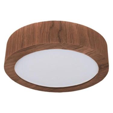 Imagem de Plafon Wood Madeira Redondo Led 24W Bivolt Imbuia - Adrilustres, 3000K