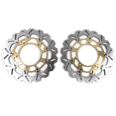 Imagem de 1 par de discos de freio dianteiros flutuantes compatíveis com Suzuki GSX600F Katana 600 1998-2010, GSX650F 2008-2012, GSR 750 2011-2014, GSX-S750 2015-2016, GSX8S 2023-2014, GSX-S750 2015-2016, GSX8S