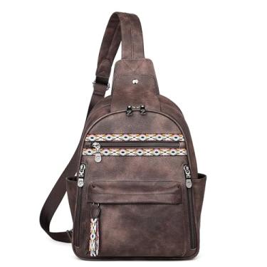 Imagem de FADEON Bolsa tiracolo grande para mulheres, bolsa transversal de couro, mochila antifurto, pochete RFID para viagens, Estilo retrô marrom café, 9.7 x 5 x 11 inches