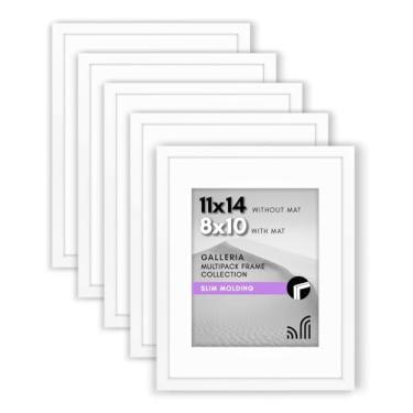 Imagem de Americanflat Moldura branca de 28 x 35 cm – exibe 20 x 25 cm com tapete e 28 x 35 cm sem tapete – Conjunto de 5 molduras com acrílico e ferragens para pendurar dente de serra para exibição horizontal e vertical