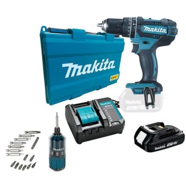 Imagem de Parafusadeira 18V Makita Impct Dhp482Y002 1Bat 1,5A E Bits