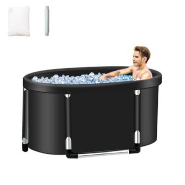 Imagem de Boicafe Banheira de gelo oval grande GG de 390 litros para atletas, banheira dobrável portátil de várias camadas para adultos em casa, ao ar livre, interior, academias