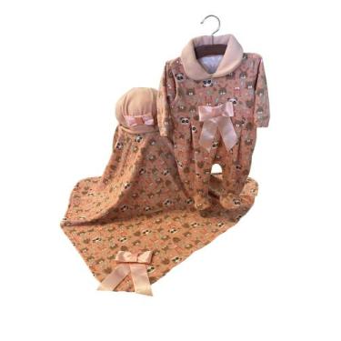 Imagem de Saída Maternidade de Plush Floresta Salmão para Bebê Menina 03 Peças -