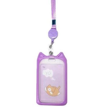 Imagem de Porta cartão crachá com cordão Orelha de Gato - Bonia, Roxo, Gato