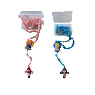 Imagem de Terço Infantil nossa senhora jesus anjo da guarda emborachado crisma b