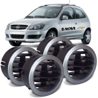 Imagem de Kit 4 Difusor De Ar Central Lateral Prata Com Suporte Auto Quality Celta 2007 A 2010