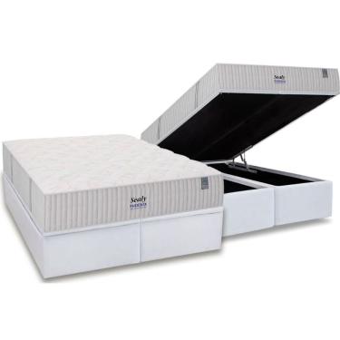 Imagem de Cama Box Baú King: Colchão Molas Masterpocket Ensacadas Sealy Phoenix + Base Crc Courano White (193x203)