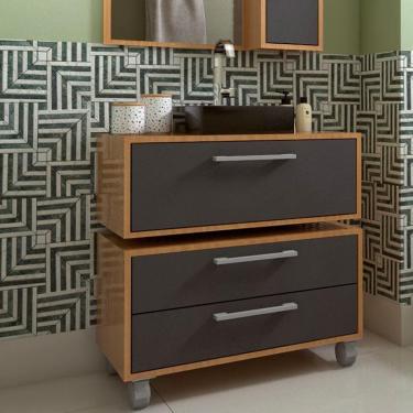 Imagem de Conjunto de Gabinete de Banheiro Suspenso com Gabinete de Chão Alice 1 pt 2 gv Mel e Grafite