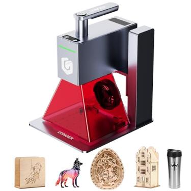 Imagem de Longer Máquina de gravação a laser nano com diodo de 6W, alta velocidade de 5000 mm/s e precisão de 0,05 mm - Cortador a laser portátil portátil para madeira, metal, couro, joias