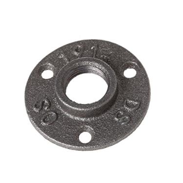 Imagem de Vogast Flange de piso rosqueado de 3/10.2 cm, acessórios para tubos de ferro, montagem na parede, preto, prata