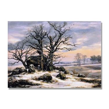 Imagem de Impressões em tela famosas. "Megalith Grave in Winter". Reprodução impressa em tela, reproduções de arte clássicas, decoração de parede moderna para sala de estar escritório. 40x56cm-15,7x20,1 pol sem