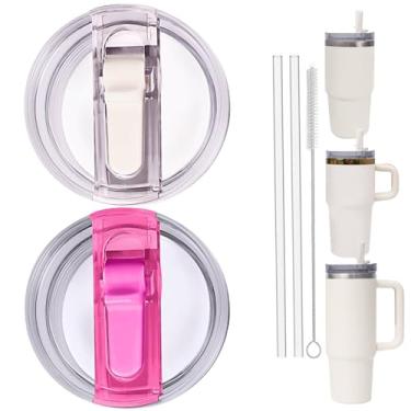 Imagem de Copo de substituição à prova de vazamento de 2 peças com canudo – adequado para Stanley ProTour Quencher e Quencher H2.0 590 ml, copo de 850 g (CREAM-B E ROSA, 590 ml e 850 g)