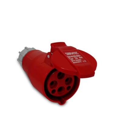 Imagem de Tomada Industrial de Acoplamento Pendente 380Vca Vermelho 32A 6H 3P+T