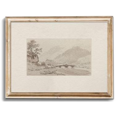 Imagem de uniro Impressões de arte de parede de galeria neutra, pinturas de parede de esboço de paisagem de fazenda, pinturas a óleo de natureza rústica, decoração de parede estética de paisagem neutra