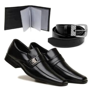 Imagem de Kit Sapato, Cinto E Carteira Bertelli, Preto, 40 BR