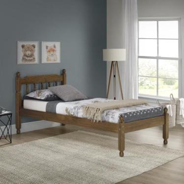 Imagem de Cama Solteiro em Madeira Maciça Mv Outlet, Castanho
