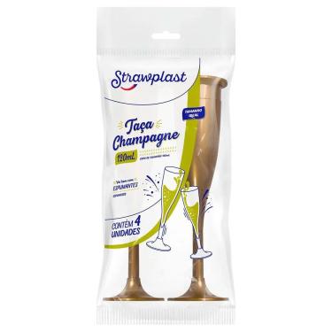 Imagem de Taça Champagne 120ml Dourada c/4 - Strawplast