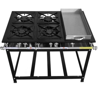 Imagem de Fogão Super 40 Kenok 4 Bocas 2 Duplas Com Banho-maria Baixa Pressão Fbsu4b.156