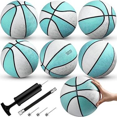 Imagem de Pacote com 6 bolas de basquete para piscina basquete azul basquete para piscina, cestas de basquete, piscina e lago, basquete à prova d'água para lembrancinhas de festa na piscina (azul água, 23 cm)