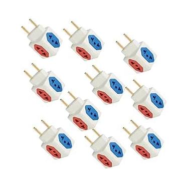 Imagem de KIT 10 Adaptador De Tomada Benjamim Cubo 3D com 4 Entradas 10A 20A Amperes Multiplicador de Tomadas Plug Padrão Novo 3 Pinos - 110V 220V Bivolt - DM SHOPP
