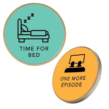 Imagem de Andaz Press Time for Bed One More Episode Decision Coin, Parent Decision Coin Gifts, Flip Coin, Funny Decision Coin for Kids, Teens, Boys, Girls, Son, Daughter, Men, Women, Includes Keychain Holder