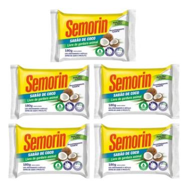 Imagem de Semorin Sabão De Côco Sem Gordura Animal 180gr 5 Un
